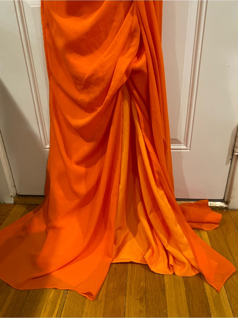 One-Shoulder Orange Evening Gown size 6 NWOT - Picture 2 of 9